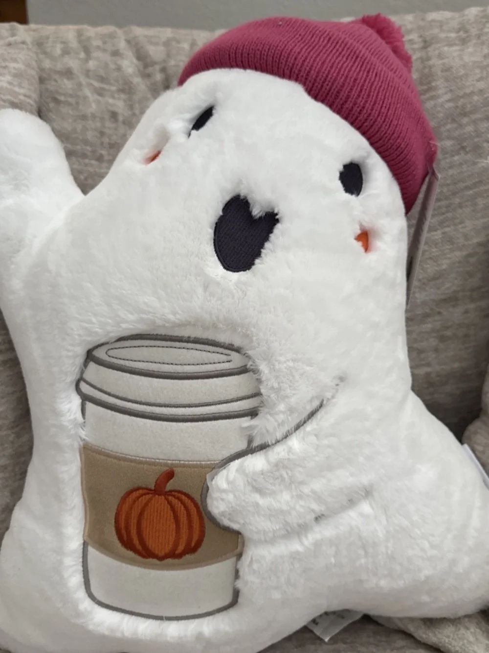 Martha Stewart Ghost Pink Hat Pumpkin Latte Pillow